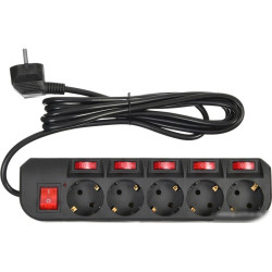 Сетевой фильтр Buro 500SH-3-SW-B 3м (5 розеток) черный (коробка)