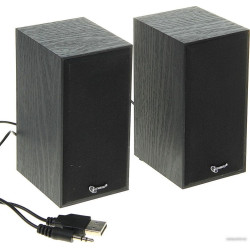 Колонки Gembird SPK-203, черный МДФ,2х3 Вт, регулятор громкости, USB
