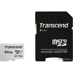 Карта памяти Transcend MicroSDXC 64Gb, Class 10 UHS-I U-1, скорость чтения 95Мб/сек (с адаптером SD)
