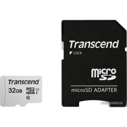 Карта памяти Transcend MicroSDHC 32Gb, Class 10 UHS-I U-1, скорость чтения 95Мб/сек (с адаптером SD)