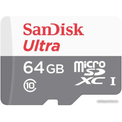 Флеш карта microSDXC 64Gb Class10 Sandisk SDSQUNR-064G-GN3MN Ultra w/o adapter
