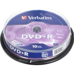 Диск DVD+R 4.7Gb Verbatim 16x Cake Box (10шт)