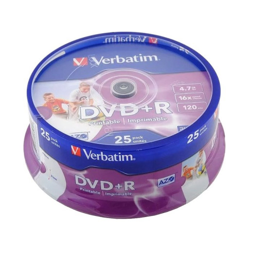 Диск DVD+R Verbatim 4.7Gb 16x Cake Box (25шт) (43500)