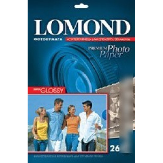 Фотобумага А4 для стр. принтеров Lomond, 260г/м2 (20л) ярко-белая супергл.