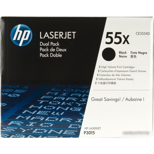 Двойная упаковка картриджей HP CE255XD, черный