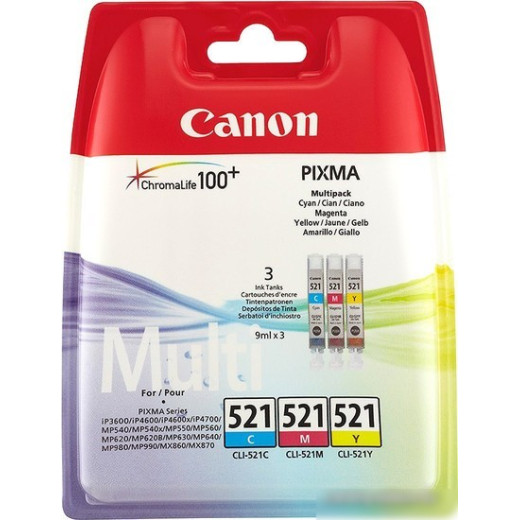 Набор картриджей CANON CLI-521, голубой / пурпурный / желтый