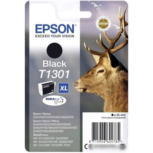 Картридж струйный Epson T1301 C13T13014012 черный (25.4мл) для Epson B42WD