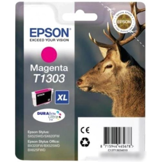 Картридж струйный Epson T1303 C13T13034012 пурпурный (10.1мл) для Epson B42WD