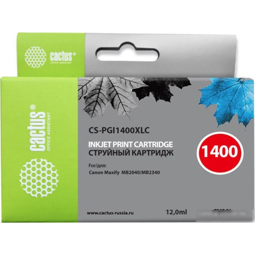 Картридж совм. Cactus PGI1400XLC синий для Canon MB2050/MB2350/MB2040/MB2340 (12мл)