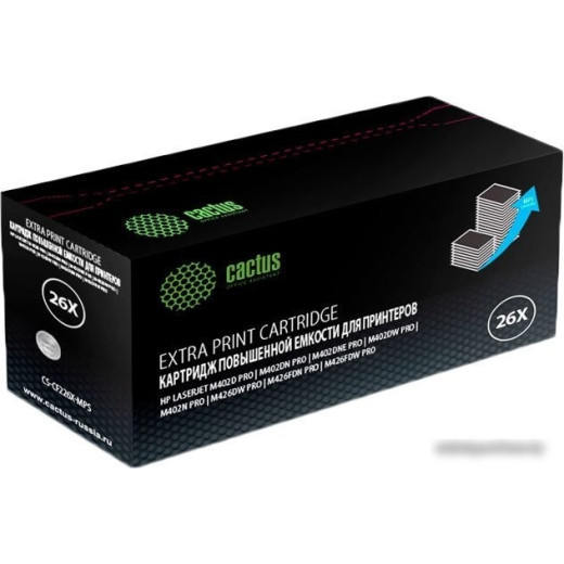 Картридж лазерный Cactus CS-CF226X-MPS black ((12000стр.) для HP LJ M402d/M402n/M426dw/M426fdn/M426f) (CS-CF226X-MPS)