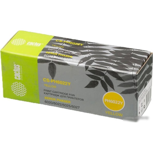 Картридж лазерный Cactus CS-PH6022Y 106R02762 yellow ((1000стр.) для Xerox Phaser 6020/6022/WC 6025/6) (CS-PH6022Y)