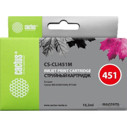 Картридж совм. Cactus CLI451M пурпурный для Canon MG6340/5440/IP7240 (10.2мл)