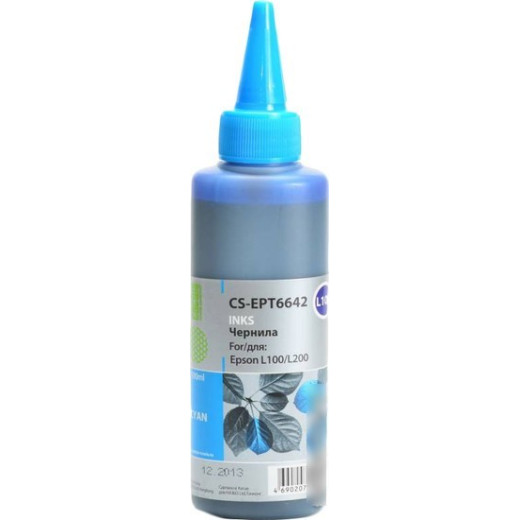 Чернила совм. Cactus EPT6642 голубой для Epson L100/L110/L120/L132/L200/L210/L222/L300/L312/L350 (100мл)