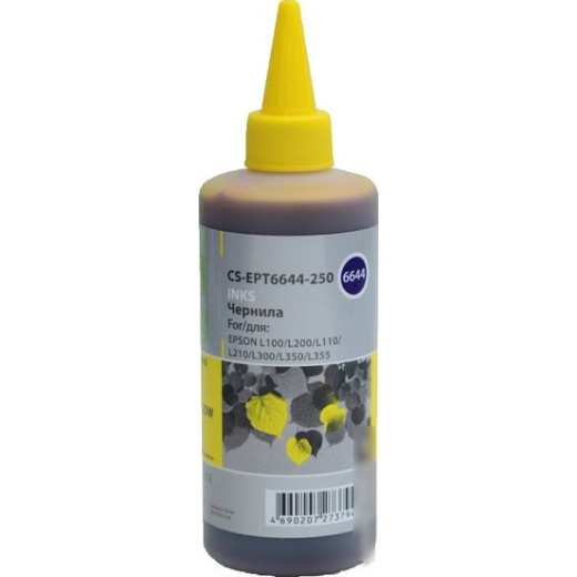 Чернила Cactus CS-EPT6644-250 желтый 250мл для Epson L100/L110/L120/L132/L200/L210/L222/L300/L312/L350/L355/L362/L366/L456/L550/L555/L566/L1300
