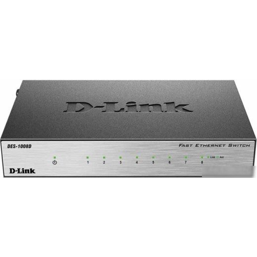 Коммутатор D-Link DES-1008D/L2B неуправляемый настольный 8x10/100BASE-TX