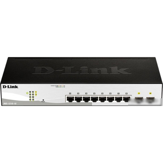 Коммутатор D-Link DGS-1210-10/F1A настраиваемый настольный/19U 8x10/100/1000BASE-T
