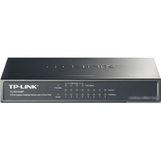 Коммутатор TP-Link TL-SG1008P неуправляемый настольный 8x10/100/1000BASE-T