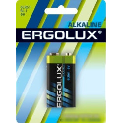 Батарея Ergolux Alkaline 6LR61 BL-1 9V 600mAh (1шт) блистер
