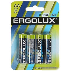Батарея Ergolux Alkaline LR6-BL4 AA 2800mAh (4шт) блистер