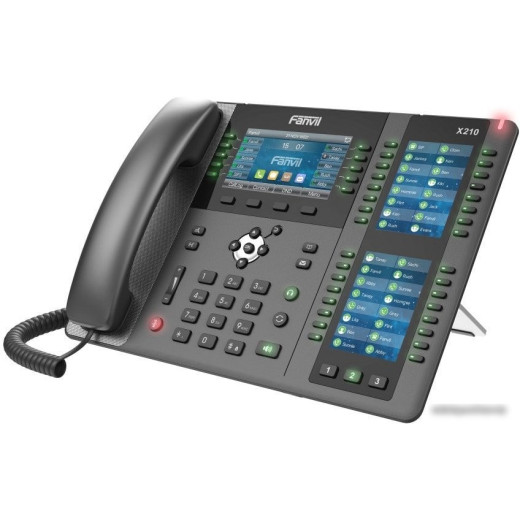 Телефон X210   IP Fanvil IP телефон 20 линий, цветной экран 4.3" + два доп. цветных экрана 3.5", HD, Opus, 10/100/1000 Мбит/с, USB, Bluetooth, PoE {10}