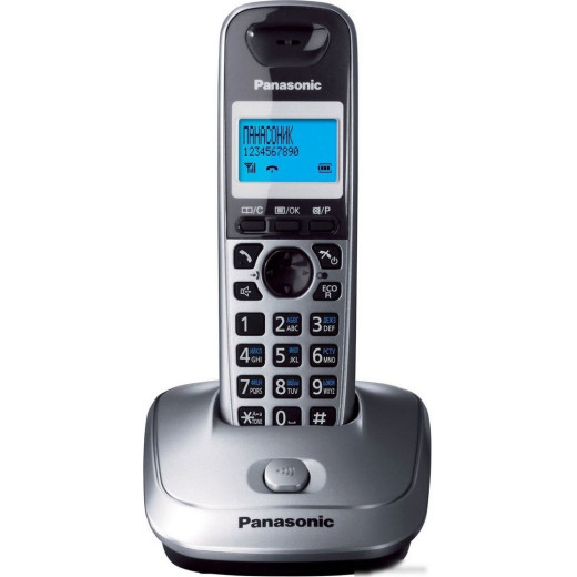 Беспроводной телефон PANASONIC KX-TG2511RUM, серый металлик и черный