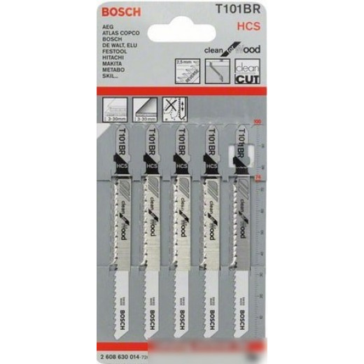 Набор пилок BOSCH T101BR HCS, по дереву, 5шт