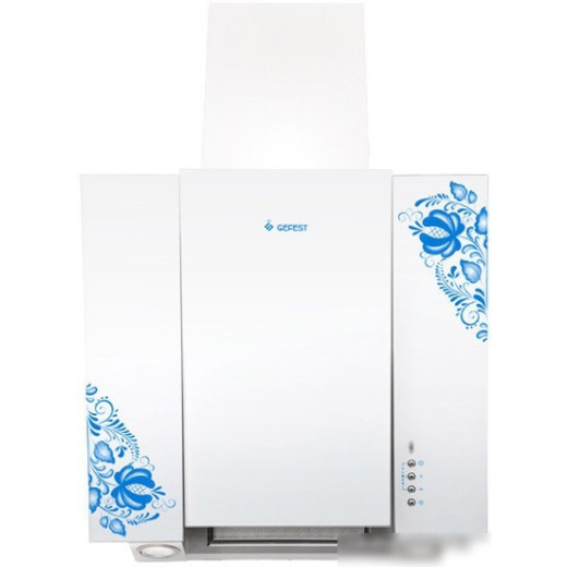 Вытяжка каминная наклонная Gefest ВО 3603 К18 max 550 м3/час, цвет белый синие цветы